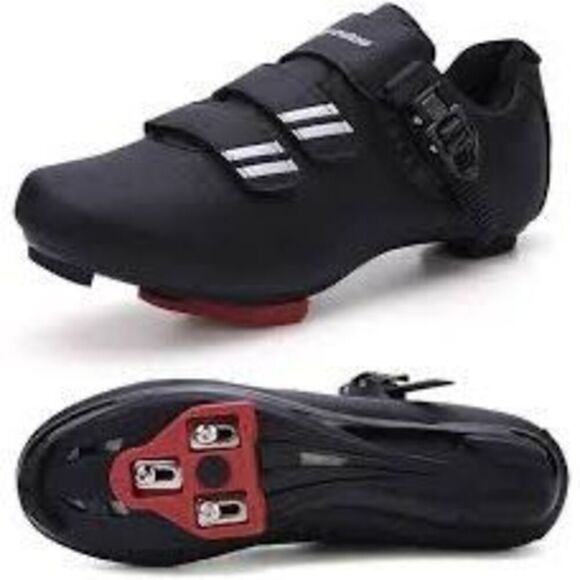 Kyedoo Size 46 Indoor Cycling Shoes Black With Delta Cleats Workout Gym Spin - Picture 1 of 14